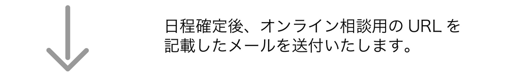 日程確定後、オンライン相談用のURLを記載したメールを送付いたします。